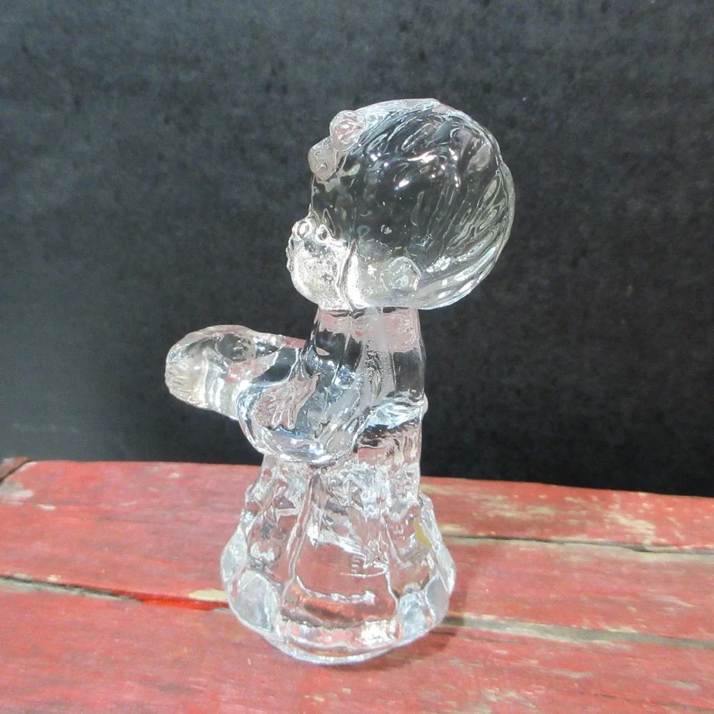 Vintage Clear Glass Cherub Angel Candle Holders Figurines Set of 2